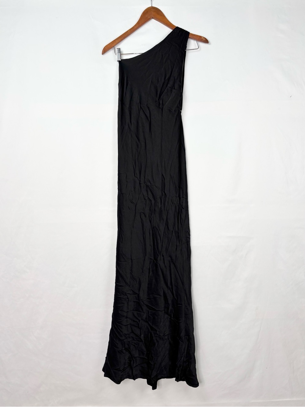 Meshki Alejandra One Shoulder Satin Maxi Dress Size L Black Party Going Out